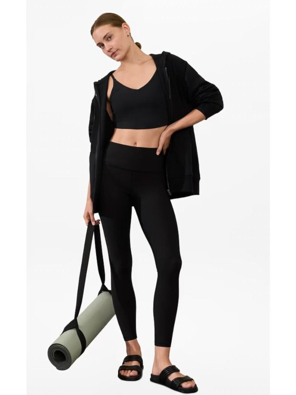 NWT Athleta Elation Rib Leggings Tights Black Size Large $89 [jb]